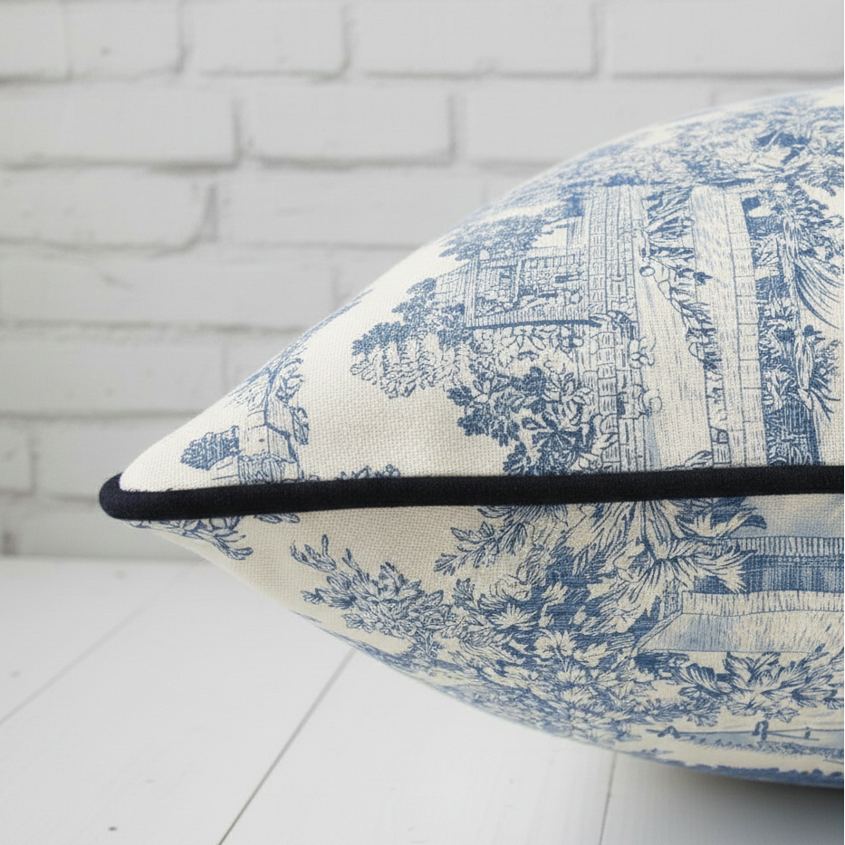 Blue Heritage Toile Cushion Cover – 16x16"