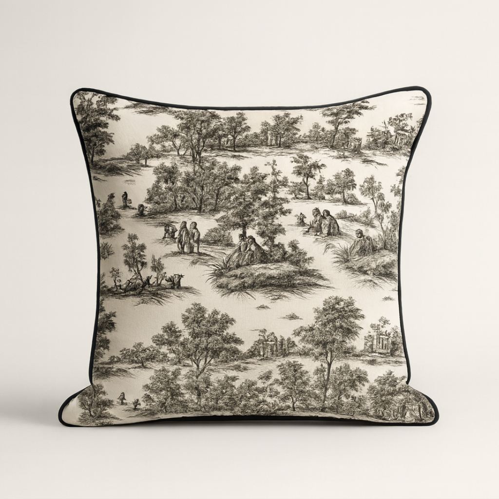 Farmhouse Toile Landscape Cushion Cover – 16x16"