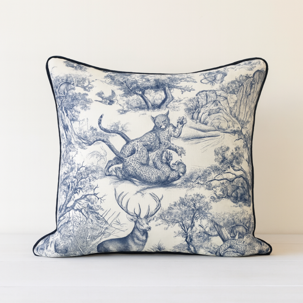 Jungle Toile Pillow Cushion Cover – 16x16"