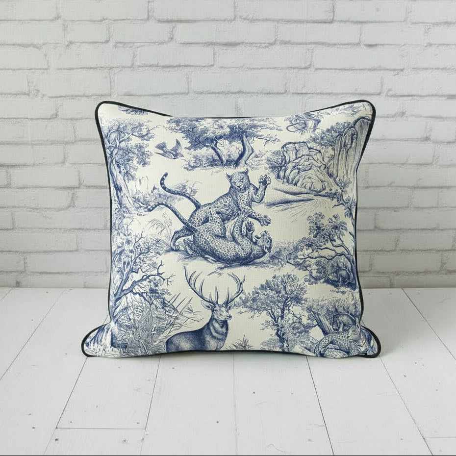 Jungle Toile Pillow Cushion Cover – 16x16"