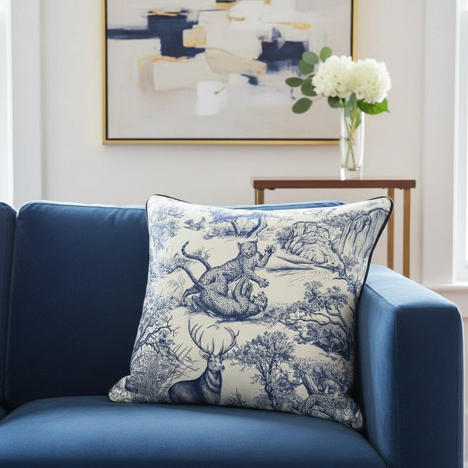 Jungle Toile Pillow Cushion Cover – 16x16"