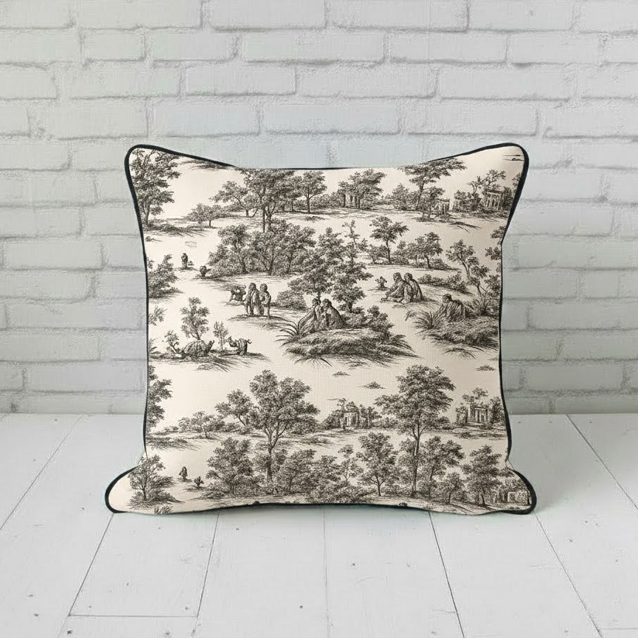 Farmhouse Toile Landscape Cushion Cover – 16x16"