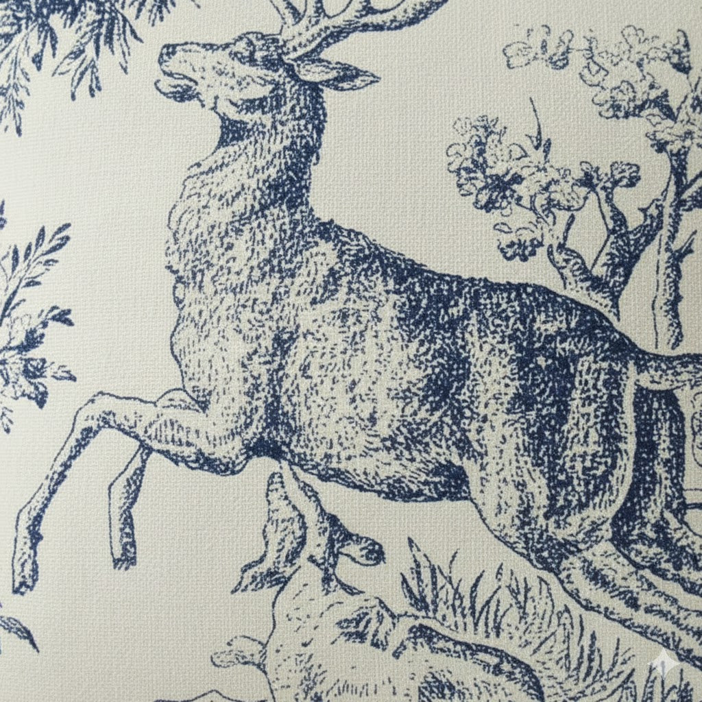 Blue Toile Deer Cushion Cover – 16x16"